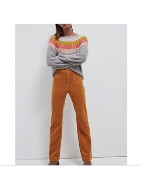 Anthropologie Pilcro Bootcut Corduroy Pants High Rise Jeans Patch Pockets Sz 27